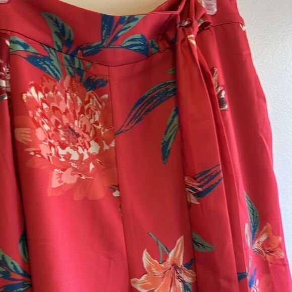 BEAUTIFUL ORANGE FLORAL JEALOUS TOMATO WIDE LEG BELTED FLOWY PANTS SIZE MEDium - Picture 3 of 7
